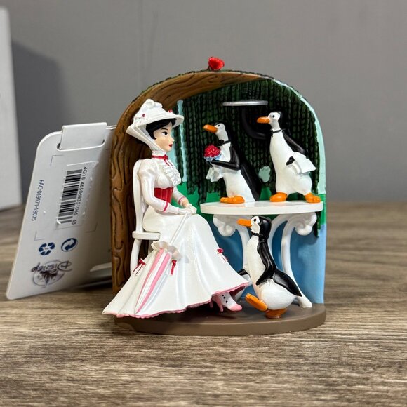 NIB Mary Poppins Disney Sketchbook Ornament With Penguins & Table Scene - Picture 1 of 6